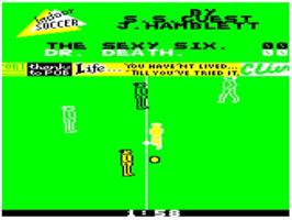 In game image of Indoor Soccer on the Acorn BBC Micro.