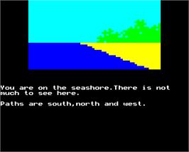 In game image of Island Adventure on the Acorn BBC Micro.