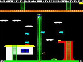 In game image of Jack And The Beanstalk on the Acorn BBC Micro.
