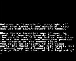 In game image of Lancelot on the Acorn BBC Micro.