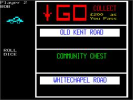 In game image of Monopoly on the Acorn BBC Micro.