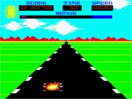 In game image of Overdrive on the Acorn BBC Micro.