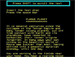 In game image of Plague Planet on the Acorn BBC Micro.