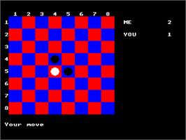In game image of Reversi (Acornsoft) on the Acorn BBC Micro.
