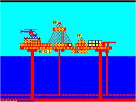 In game image of Rig Attack on the Acorn BBC Micro.