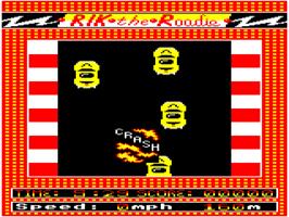 In game image of Rik The Roadie on the Acorn BBC Micro.