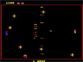 In game image of Robotron 2084 on the Acorn BBC Micro.