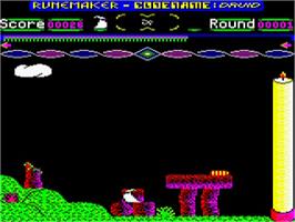 In game image of Runemaker - Codename Druid on the Acorn BBC Micro.