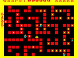 In game image of Saloon Sally on the Acorn BBC Micro.