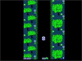 In game image of Spy Hunter on the Acorn BBC Micro.