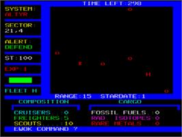 In game image of Starfleet Encounter on the Acorn BBC Micro.