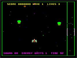 In game image of Video's Revenge on the Acorn BBC Micro.
