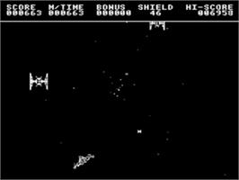 In game image of Vortex (Anthony Bartram) on the Acorn BBC Micro.