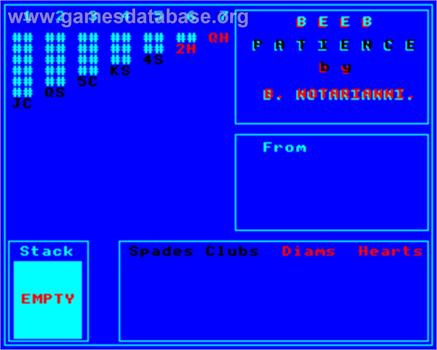 Beeb Patience - Acorn BBC Micro - Artwork - In Game