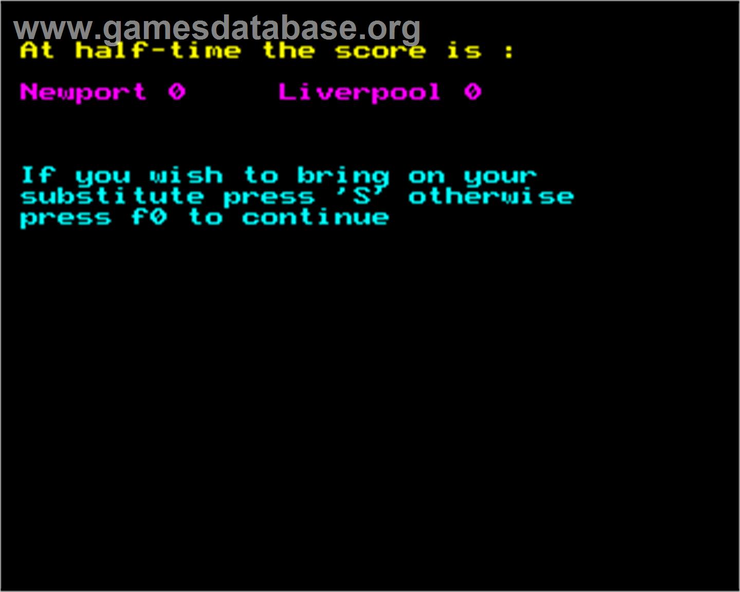 Football Supremo - Acorn BBC Micro - Artwork - In Game