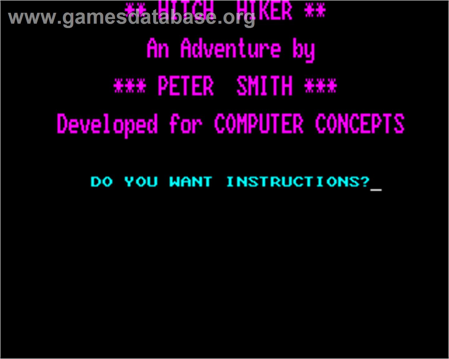 Hitch Hiker - Acorn BBC Micro - Artwork - In Game