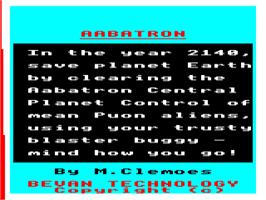 Title screen of Aabatron on the Acorn BBC Micro.