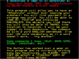 Title screen of Adventureland on the Acorn BBC Micro.