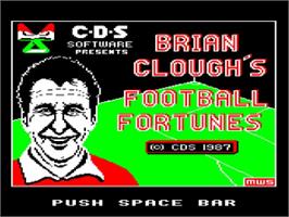 Title screen of Brian Clough's Football Fortunes on the Acorn BBC Micro.