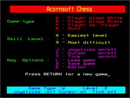 Title screen of Chess (Micro Power) on the Acorn BBC Micro.