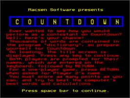 Title screen of Countdown on the Acorn BBC Micro.
