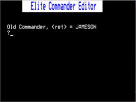Title screen of Elite - Commander Editor on the Acorn BBC Micro.