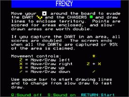 Title screen of Frenzy on the Acorn BBC Micro.