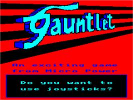 Title screen of Gauntlet on the Acorn BBC Micro.