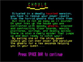 Title screen of Ghouls on the Acorn BBC Micro.