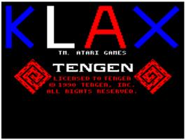 Title screen of Klax on the Acorn BBC Micro.