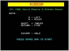 Title screen of Microcosm on the Acorn BBC Micro.