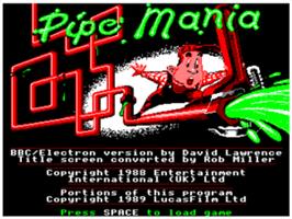 Title screen of Pipe Mania on the Acorn BBC Micro.