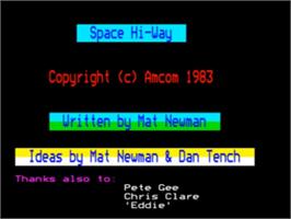 Title screen of Space Hi-way on the Acorn BBC Micro.