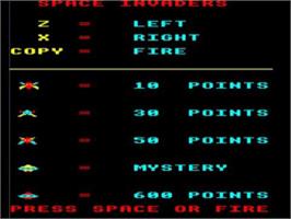 Title screen of Space Invaders (Acornsoft) on the Acorn BBC Micro.