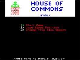 Title screen of Yes Prime Minister on the Acorn BBC Micro.