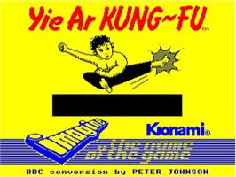Title screen of Yie Ar Kung-Fu on the Acorn BBC Micro.