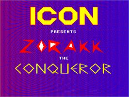 Title screen of Zorakk The Conqueror on the Acorn BBC Micro.