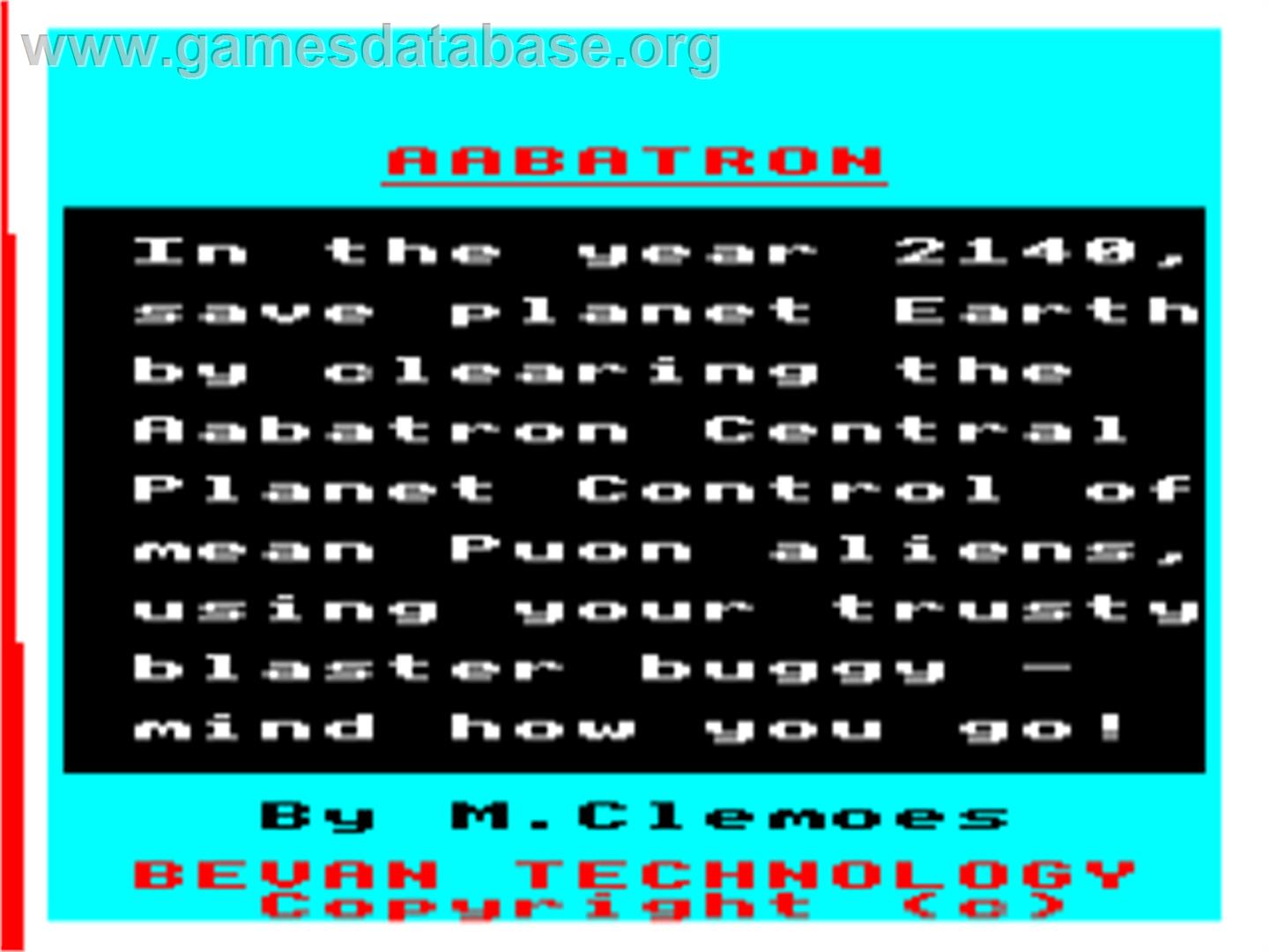 Aabatron - Acorn BBC Micro - Artwork - Title Screen