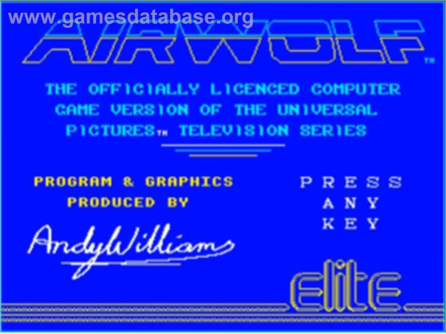 Airwolf - Acorn BBC Micro - Artwork - Title Screen