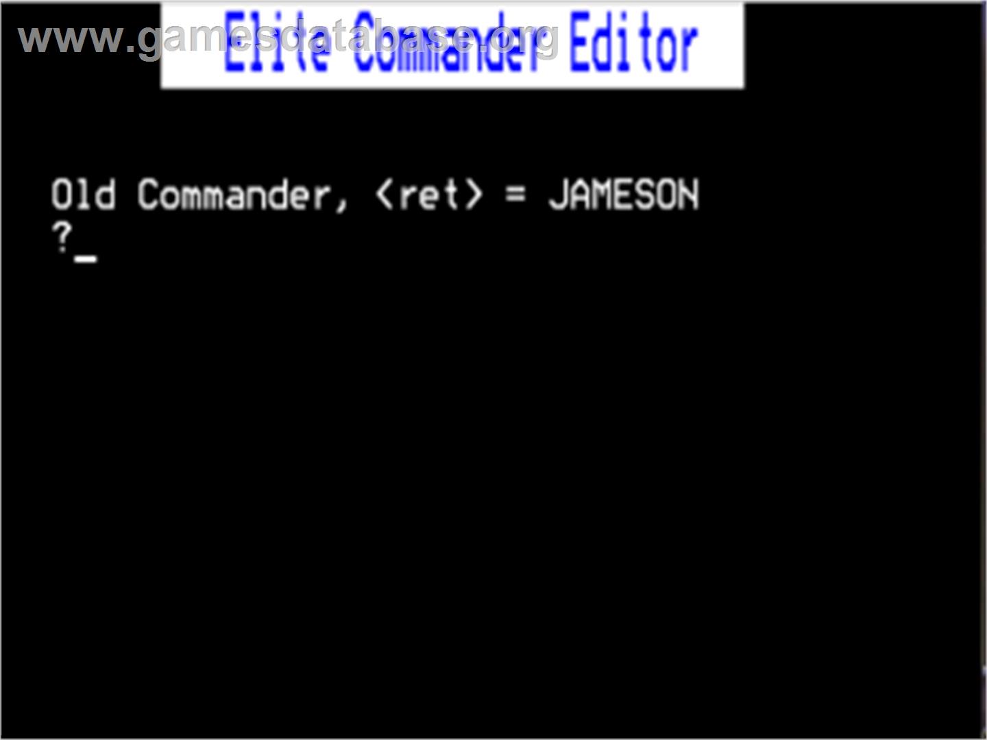 Elite - Commander Editor - Acorn BBC Micro - Artwork - Title Screen