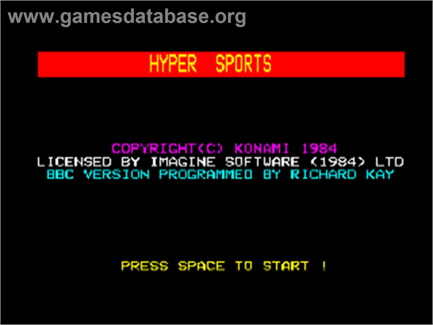 Hyper Sports - Acorn BBC Micro - Artwork - Title Screen