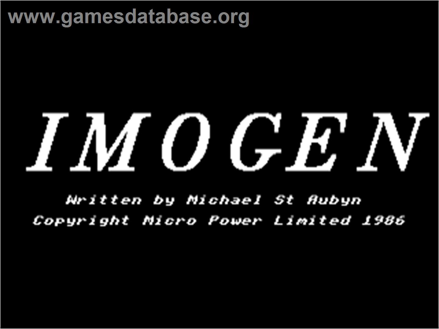 Imogen - Acorn BBC Micro - Artwork - Title Screen