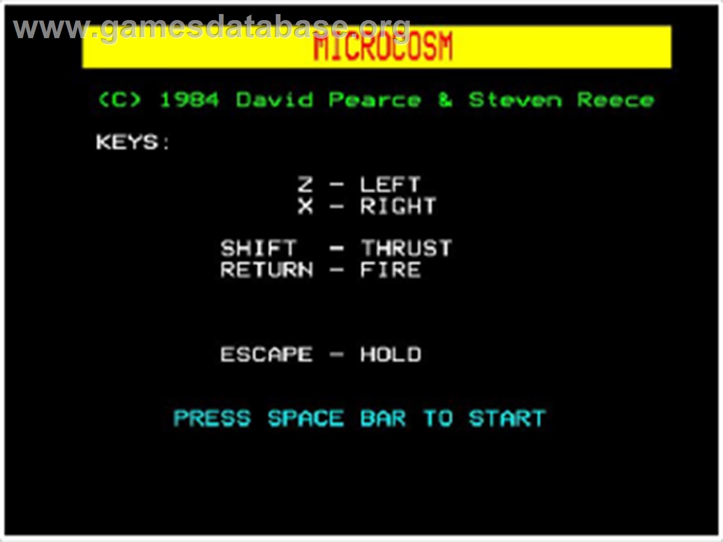 Microcosm - Acorn BBC Micro - Artwork - Title Screen