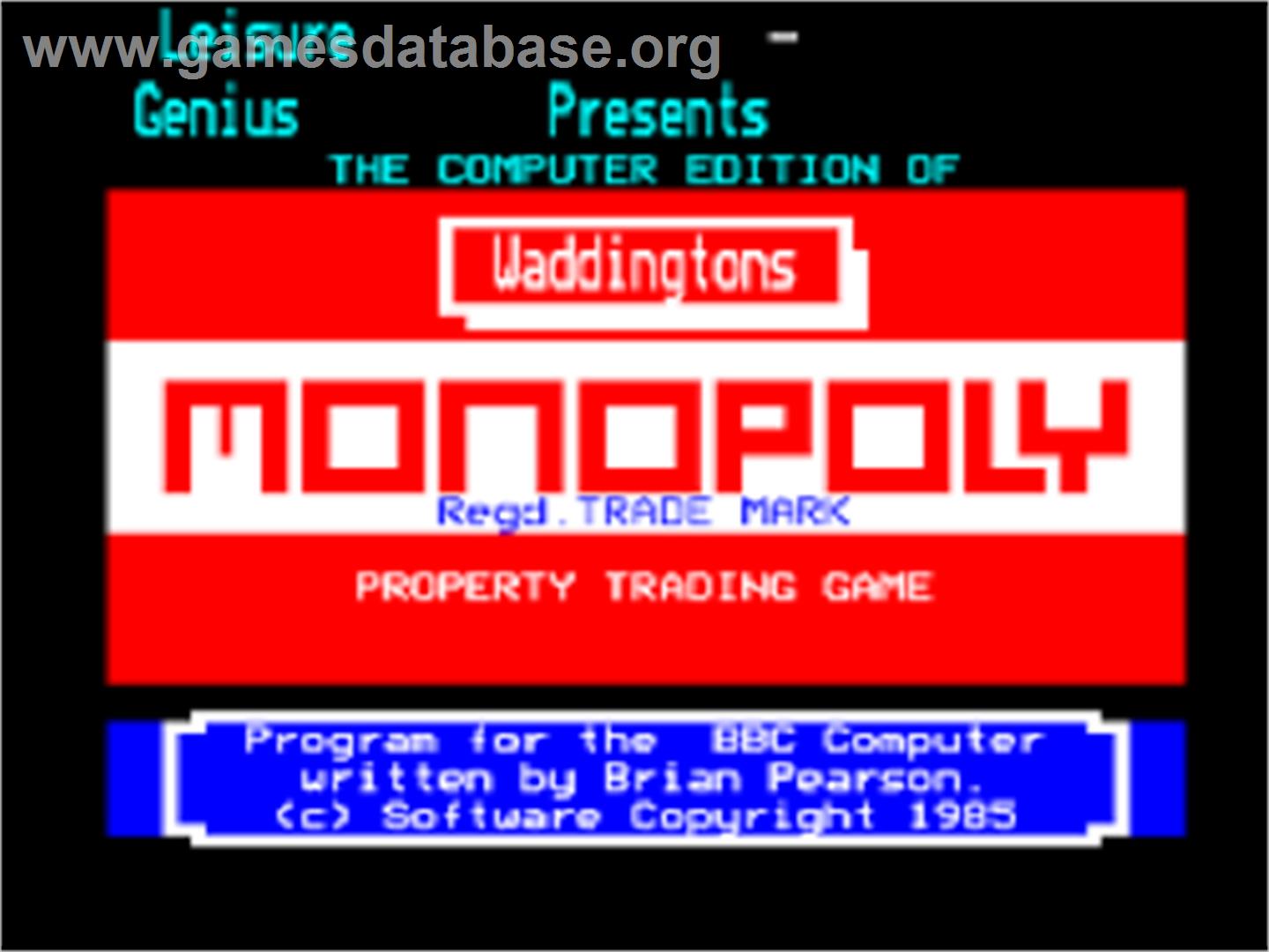 Monopoly - Acorn BBC Micro - Artwork - Title Screen
