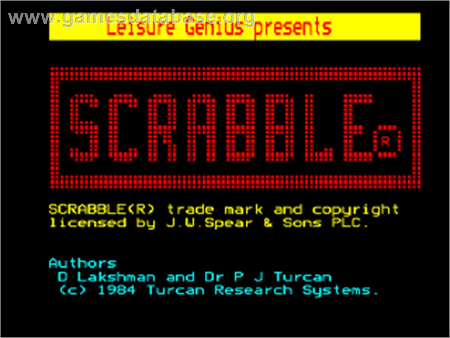 Scrabble - Acorn BBC Micro - Artwork - Title Screen