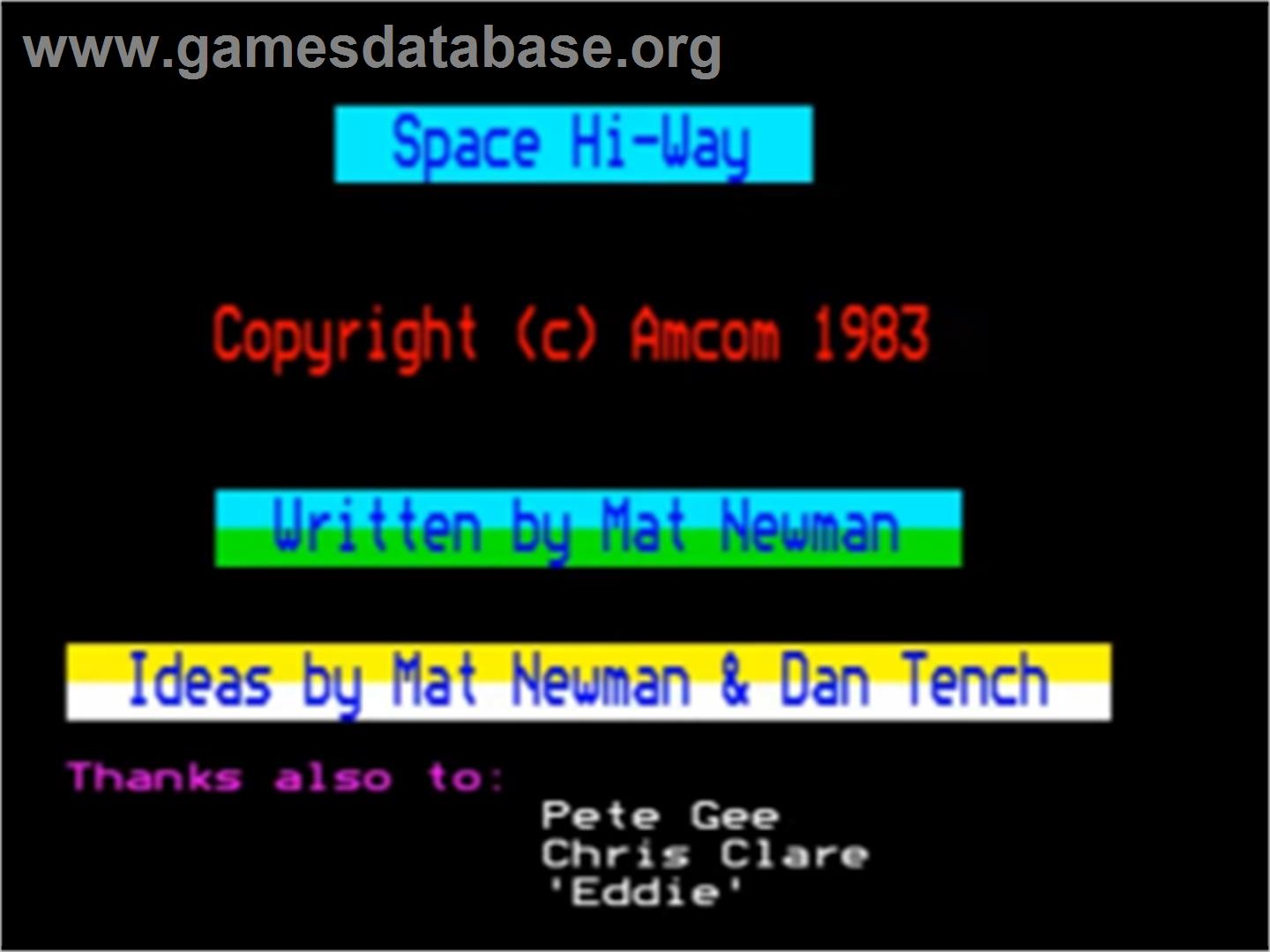 Space Hi-way - Acorn BBC Micro - Artwork - Title Screen