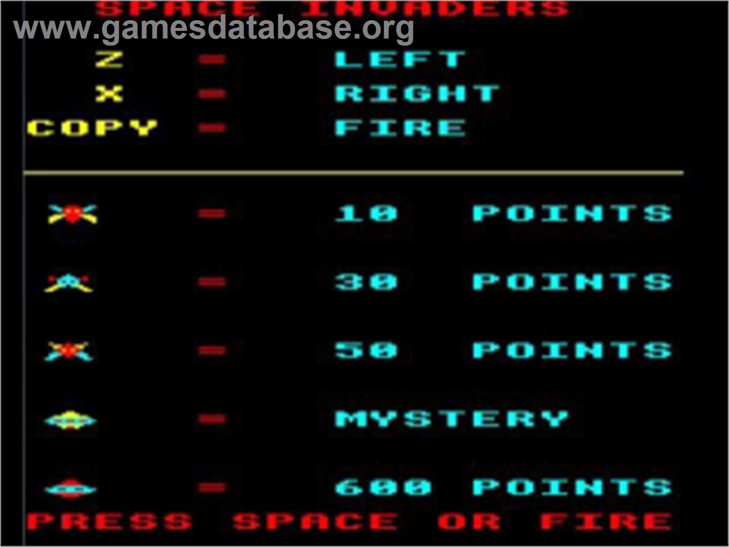 Space Invaders - Acorn BBC Micro - Artwork - Title Screen