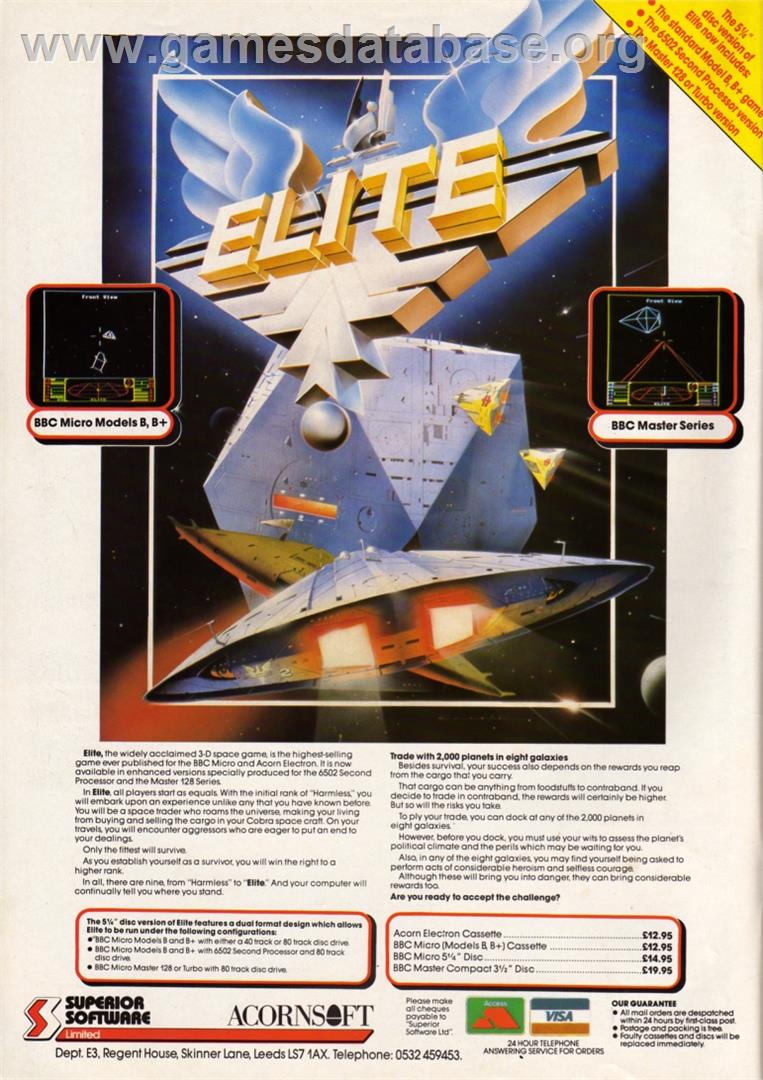 Elite - Commodore Amiga - Artwork - Advert