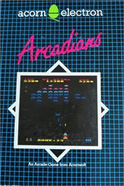 Box cover for Arcadians on the Acorn Electron.