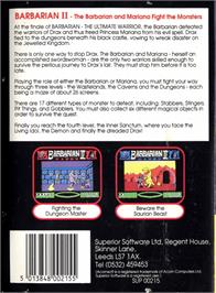 Box back cover for Barbarian 2 on the Acorn Electron.